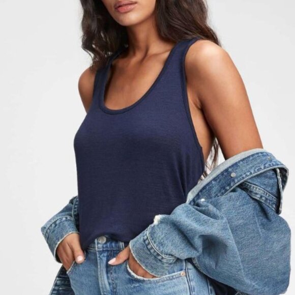 NWT! Gap - Softspun Twistback Tank Top 669526 | Navy Blue | Size XS - Picture 4 of 15